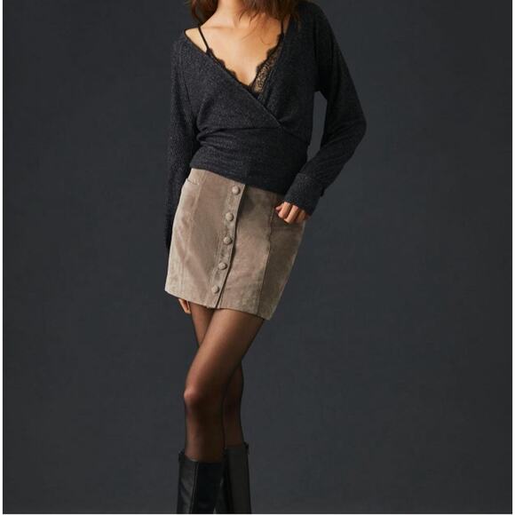 Anthropologie Tops - Anthropologie Women's Black Long Sleeve Ribbed Wrapped Sweater Size Medium NWOT